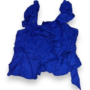 NEW Sofia by Sofia Vergara Blue Ruffle Side Tie Up Blouse Women’s Plus Size 3X